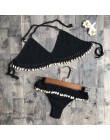 Szydełka Bikini Set Shell frędzle Bikini brazylijski szydełka strój kąpielowy kobiety Halter stroje kąpielowe Strappy Bikini dar