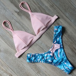RUUHEE strój kąpielowy Bikini stroje kąpielowe kobiety brazylijski Bikini Set 2019 roślin drukowane strój kąpielowy Push Up kloc