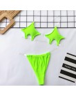 OMKAGI stroje kąpielowe kobiety Neon Bikini push up kostium kąpielowy przezroczysty pasek na ramię jednokolorowy strój kąpielowy