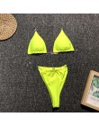 OMKAGI stroje kąpielowe kobiety Neon Bikini push up kostium kąpielowy przezroczysty pasek na ramię jednokolorowy strój kąpielowy