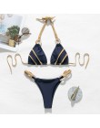 Halter kostium kąpielowy damski wysokie cięcie strój kąpielowy trójkątne bikini set 2020 moda kąpiących Patchwork stroje kąpielo