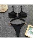 Sexy metalowe pierścionki brazylijskie Bikini 2019 kobiet stroje kąpielowe damski strój kąpielowy dwuczęściowy Bikini set string