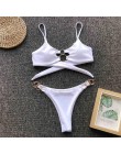 Sexy metalowe pierścionki brazylijskie Bikini 2019 kobiet stroje kąpielowe damski strój kąpielowy dwuczęściowy Bikini set string