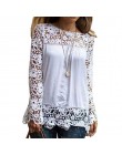 7XL bluzka w rozmiarze Plus Size wiosna lato biały bluzki damskie koszule koronkowa bluzka Patchwork luźna koszula Camisa Blusas