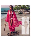 Haft kaftan i tunika na plażę bawełniana okrycie plażowe Saida de Praia strój kąpielowy kobiety osłona do bikini up Pareo Sarong