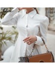 Celmia 2020 modna bluzka koszule damskie białe tunikowe bluzki klapa z długim rękawem asymetryczna Casual solidna strona Blusas 