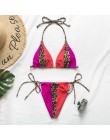 Lato 2019 bikini neon biquini Micro string strój kąpielowy seksowne bikini push up zestaw Patchwork leopard stroje kąpielowe dam