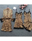 QWEEK Leopard piżama dla kobiet koronkowa seksowna bielizna moda jedwabna piżama ustawia kobiety 2019 lato piżama Mujer piżama z