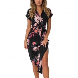 Kobiety kwiatowy Print plaża sukienka moda Boho letnie sukienki damskie Vintage bandaż Bodycon Party Dress Vestidos Plus rozmiar