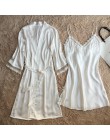 Nowe satynowe kobiety 4 sztuk zestaw snu Rayon bielizna nocna wiosna pidżama z długim rękawem komplet piżamy seksowna podomka sz