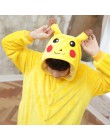 Flanelowe Kigurumi jednorożec dla kobiet Onesies piżamy 2019 zima zwierząt Pikachu piżamy dorosłych onesies Cosplay kot Pijama p