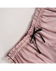 QWEEK piżama dla kobiet jedwabna odzież domowa z krótkim rękawem Loungewear piżama damska piżama bielizna nocna Pj zestaw satyno