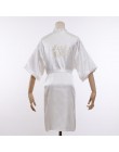 Szampan haft ślub panny młodej szata satynowa kobiety Kimono szlafrok seksowna bielizna nocna druhna szlafrok na co dzień koszul