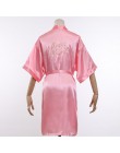Szampan haft ślub panny młodej szata satynowa kobiety Kimono szlafrok seksowna bielizna nocna druhna szlafrok na co dzień koszul