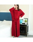 PLUS rozmiar odzież domowa kobiety jesień nowa luźna piżama z długimi rękawami dwuczęściowy zestaw dziewięciopunktowe spodnie sz