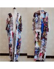 2020 artystyczny nadruk pół rękawa letnia plaża nosić długi kardigan kimono bawełniana tunika kobiety bluzki bluzka koszula Saro