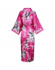 Rayon Satin Lady długa suknia drukuj kwiat Kimono szlafrok Casual bielizna nocna ubrania domowe Plus rozmiar panna młoda druhna 
