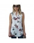 Moda w stylu Vintage, w kwiaty drukuj bluzka koszula 2020 lato bez rękawów szyfonowa bluzka Sexy V Neck kobiety koszule Casual L