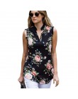 Moda w stylu Vintage, w kwiaty drukuj bluzka koszula 2020 lato bez rękawów szyfonowa bluzka Sexy V Neck kobiety koszule Casual L
