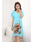 Lady Blue miękka bawełniana koszula nocna bielizna nocna w stylu chińskim drukuj damska koszula nocna kwiaty sukienka wieczorowa