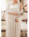 Suknia w stylu vintage koronkowa koszula nocna zestaw dla pań haft bielizna nocna księżniczka szata suknie kobiety New Fashion