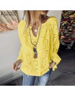 2019 ZANZEA damska letnia bluzka jesień koszule z długim rękawem kobieta V Neck Lace Blusas Plus rozmiar tunika S-5XL moda topy 