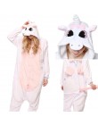 Zima flanelowe kigurumi kobiety mężczyźni onesies cute cartoon zwierząt stitch unicornio piżamy ustawia Unisex piżama Pijama bie