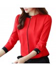 Szyfonowa bluzka damska bluzka 2019 z długim rękawem czerwona odzież damska biuro bluzka dla pań bluzki damskie koszula damska B