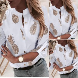 Ananasowa bluzka koszula damska Ananas białe bluzki z długim rękawem kobieta 2019 damska bluzki i bluzki elegancki top kobieta j