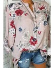 Letnie bluzki damskie bluzki 2019 jesień elegancka, długa rękaw drukuj dekolt szyfonowa bluzka Blusa Casual luźne koszulki Plus 