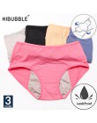 HIBUBBLE 3 sztuk wyciek dowód majtki menstruacyjne fizjologiczne spodnie kobiety bielizna okresu i bawełniane wodoodporna majtki