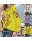 Artystyczny nadruk topy damska jesienna bluzka ZANZEA 2020 Plus rozmiar tunika moda V Neck koszule z długim rękawem kobieta Casu
