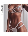 Ellolace seksowna bielizna zestaw damski Mesh bielizna 2 sztuka zestaw przepuszczalność Bralette i stringi bandaż stringi paski 