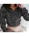 Kobiety 2020 wiosna Polka Dot bluzka z falbanami koszula elegancka Casual O Neck przyciski sweter Blusa Lady jesień z długim ręk