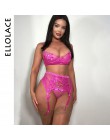 Ellolace Sexy koronkowe komplety bielizny damskie różowa bielizna Push-Up biustonosz i krótkie komplety Bralette i figi 2019 mod