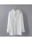 2020 bawełna 100% bluzka damska biała z długim rękawem obszerna koszula Japenese Lapel Ladies Casual topy 8887