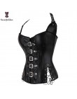 Kawa Steampunk gorset kobiety Sexy smycz na szyje czarne gotyckie gorsety i gorset typu overbust znosić corselet moda z najwyższ