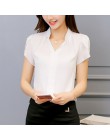 2019 kobiet koszula szyfonowa Blusas Femininas bluzki z krótkim rękawem eleganckie panie formalna bluzka biurowa koszula szyfono