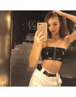 Sexy top bez rękawów kobiety Vogue czarny zamek przycięte topy bez ramiączek bielizna biustonosze 2018 Summer Street Style krótk