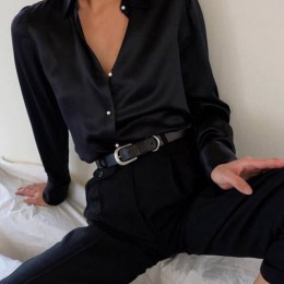Celmia 2020 jesień kobiety moda długie rękawy satynowa bluzka w stylu Vintage w całości zapinana na guziki dekolt z klapami Stre