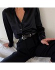 Celmia 2020 jesień kobiety moda długie rękawy satynowa bluzka w stylu Vintage w całości zapinana na guziki dekolt z klapami Stre