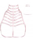 Oryginalna konstrukcja różowa obroża łuk stanik z uprzężą Kawaii otwarta klatka piersiowa Bondage klatka ciała pastelowe gotycki