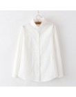 Damskie koronkowe białe koszule letnia wiosna z długim rękawem potargane 100% bawełna Slim miękka bluzka topy 0.15Kg