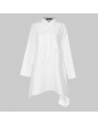 2020 Celmia kobiety modne bluzki Casual jesień z długim rękawem bluzki asymetryczne długie koszule przyciski luźne Blusas Mujer 