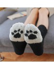 1 para miękki polar kot Foot Pirnt Over Ankle ciepłe skarpetki damskie zimowe pogrubienie Home Feetwear Sleep Sock 910