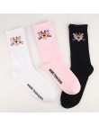 2020 nowe skarpetki z nadrukiem damskie śliczne Cortoon Animal Pink Panther Letters napis czarne białe bawełniane śmieszne skarp