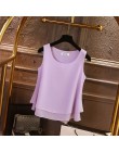 2020 moda lato szyfonowa bluzki kobiety Plus rozmiar 4XL luźna bluzka bez rękawów topy z okrągłym dekoltem 13 kolory bluzka kosz