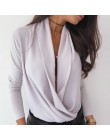 Seksowna głęboka bluza z wycięciem w serek elegancka biurowa, damska koszula wkładana przez głowę Casual Women jesienno-zimowa b