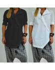 2019 Celmia kobiety przyciski dół koszulki, tuniki Vintage lniana bluzka z długim rękawem bluzki asymetryczne jednolite, luźne B