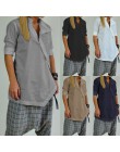 2019 Celmia kobiety przyciski dół koszulki, tuniki Vintage lniana bluzka z długim rękawem bluzki asymetryczne jednolite, luźne B